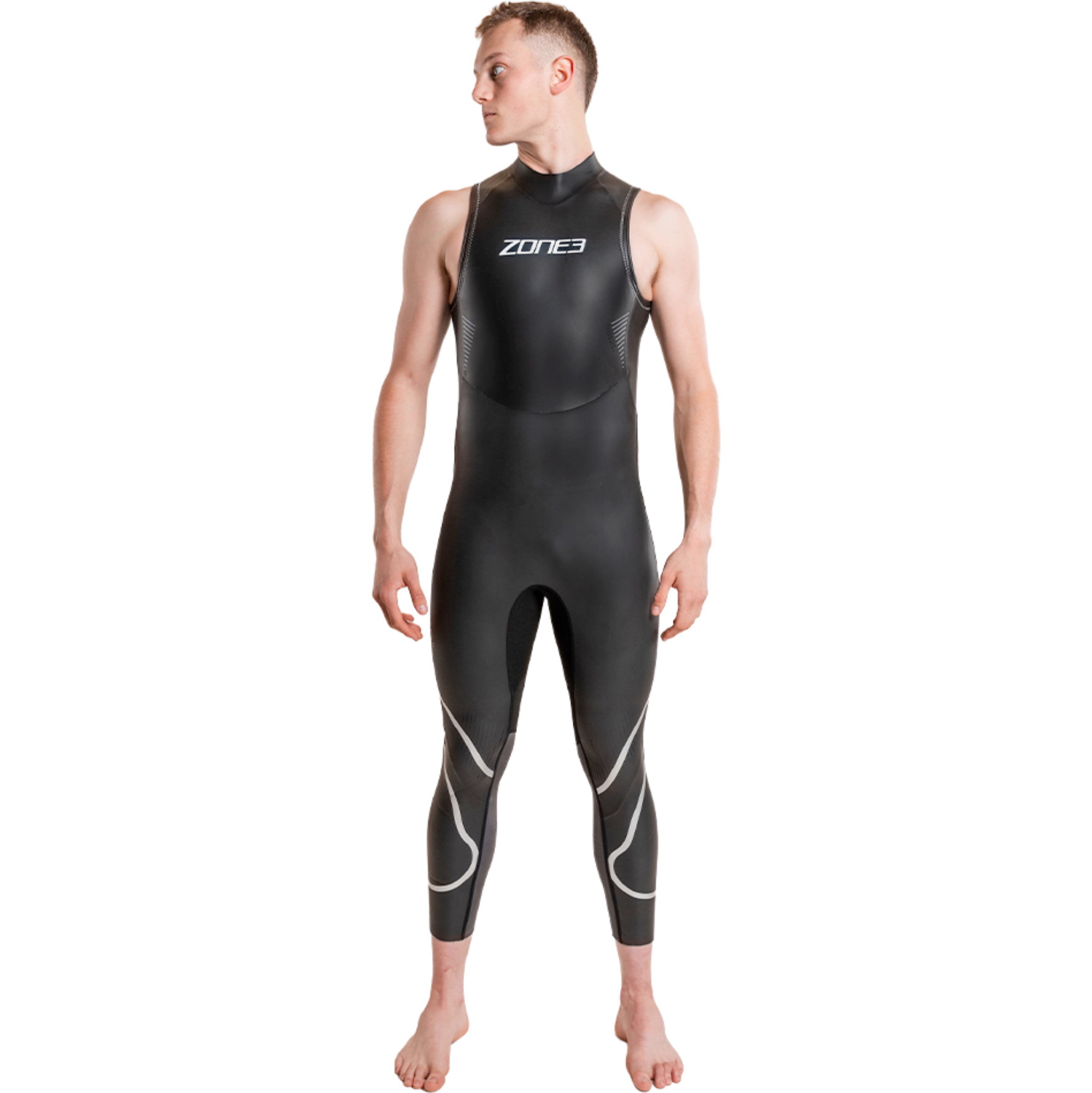2026 ZONE3 Mens Ascend Sleeveless Swim Wetsuit WS26MGLISL101 - Black / Grey